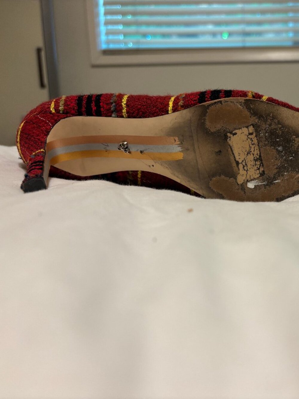 Sam Edelman Tweed Stiletto - Burgundy Striped - Size 7.5 - Worn once - Picture 3 of 3
